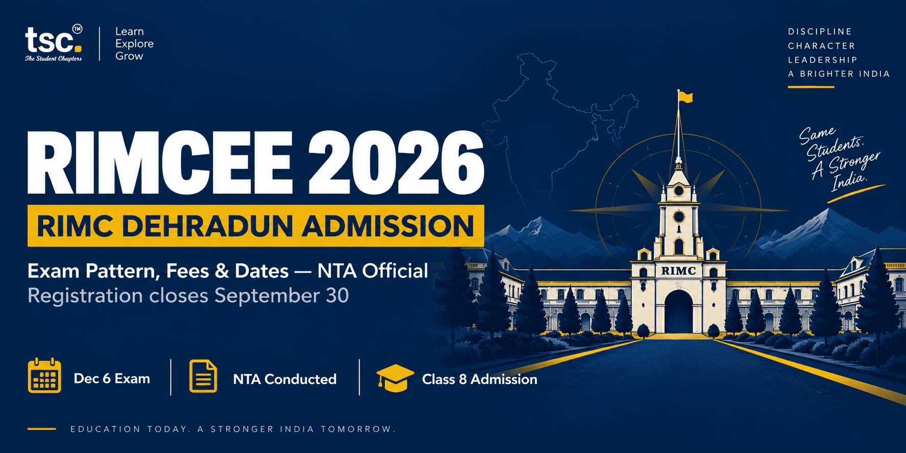 RIMCEE 2026: RIMC Dehradun Class 8 Admission — Full Exam Pattern, Fees, Dates & Eligibility (NTA Official)