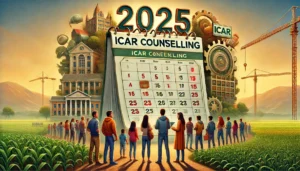 DALL·E 2025-09-01 23.52.45 - A symbolic digital illustration representing ICAR Counselling 2025 as a long-awaited process. The scene shows a group of diverse students standing in